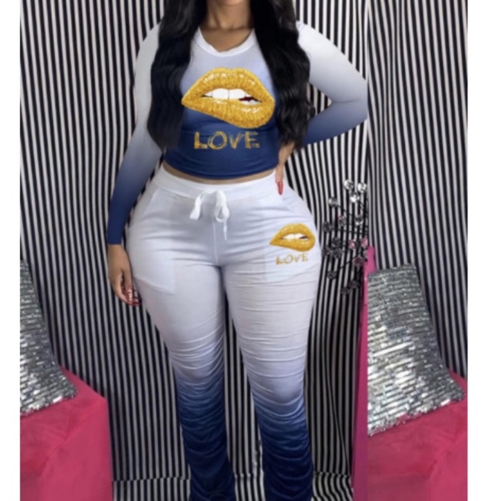 2 piece set sexy lips print Size XXL